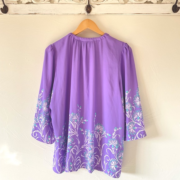 Bob Mackie Wearable Art Purple Button Down Blouse - Picture 3 of 7